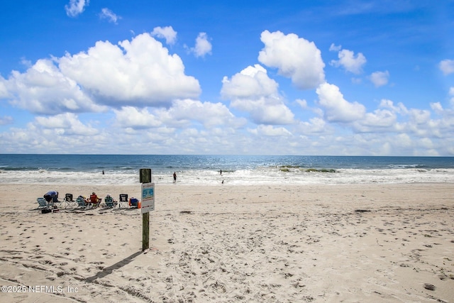 view of water feature with a view of the beach