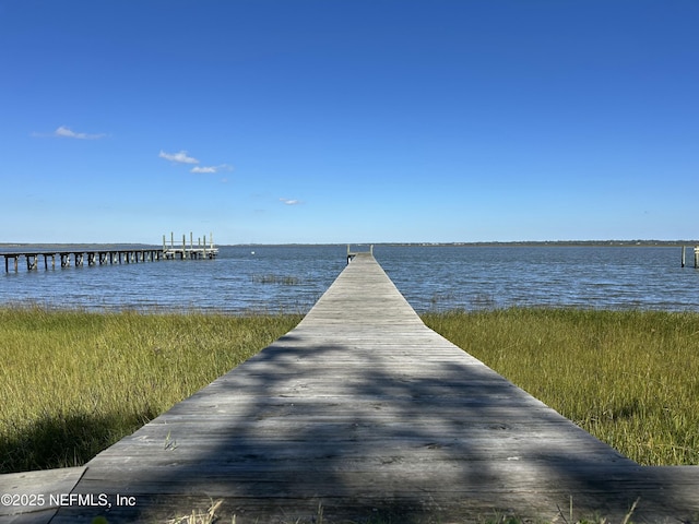 dock area featuring a water view