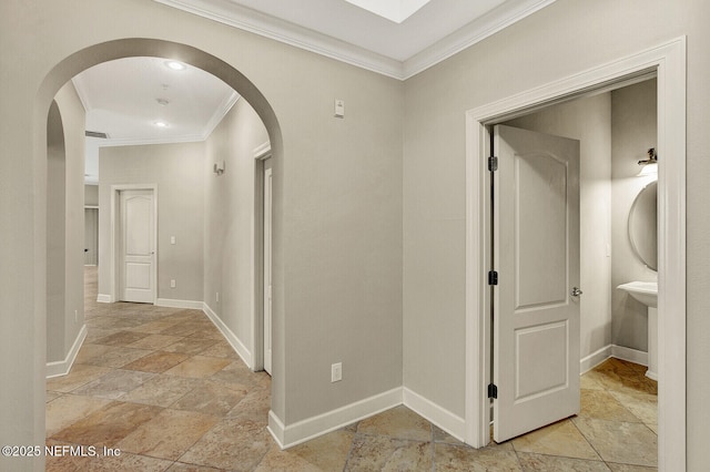 hallway with crown molding