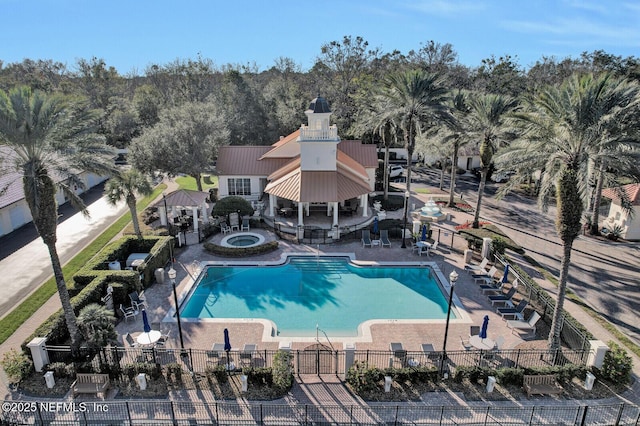 view of swimming pool featuring a patio