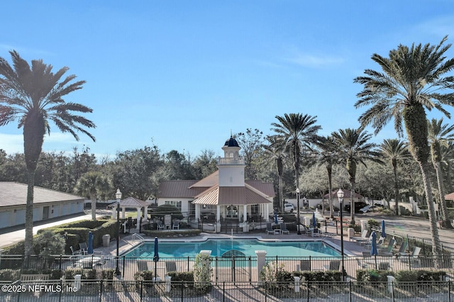 view of pool featuring a patio