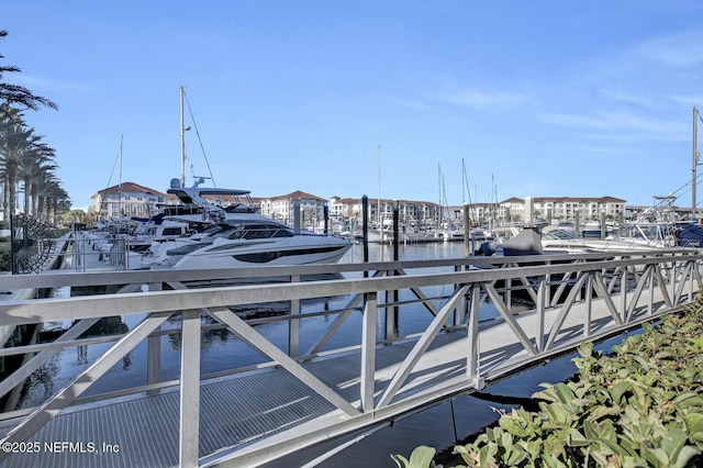 view of dock featuring a water view