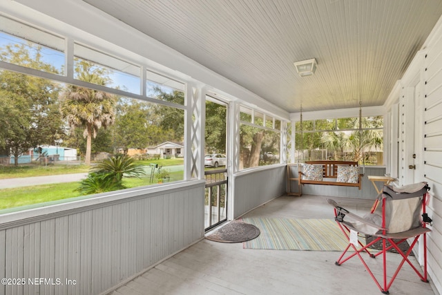 view of unfurnished sunroom