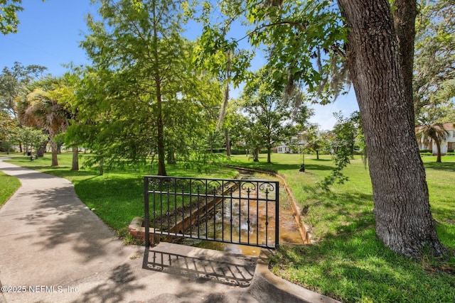 view of gate featuring a lawn