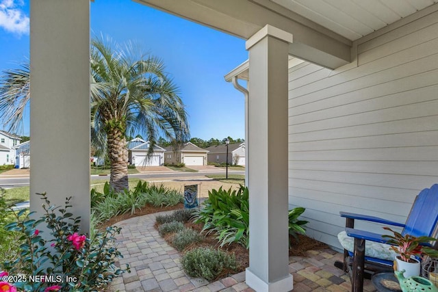 view of patio / terrace with a garage