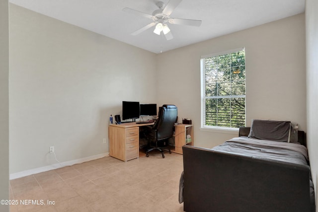 bedroom featuring ceiling fan