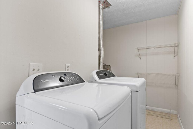 laundry area featuring independent washer and dryer and a textured ceiling