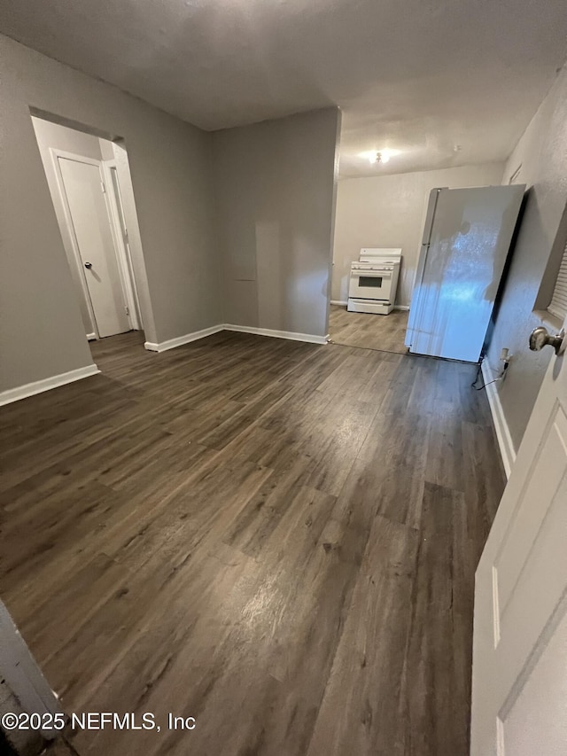 unfurnished living room featuring dark hardwood / wood-style floors