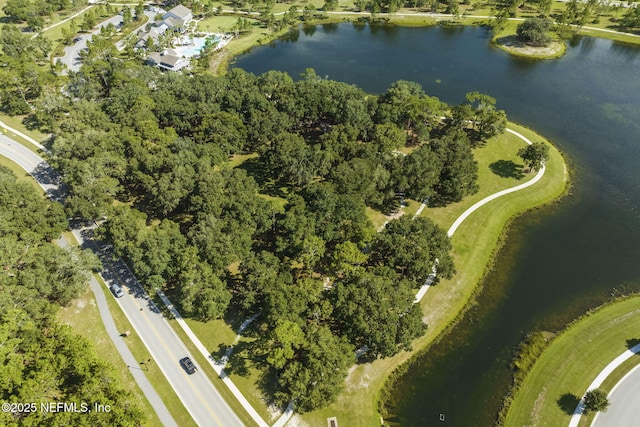 bird's eye view featuring a water view