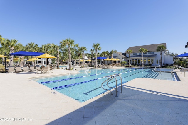 view of pool featuring a patio