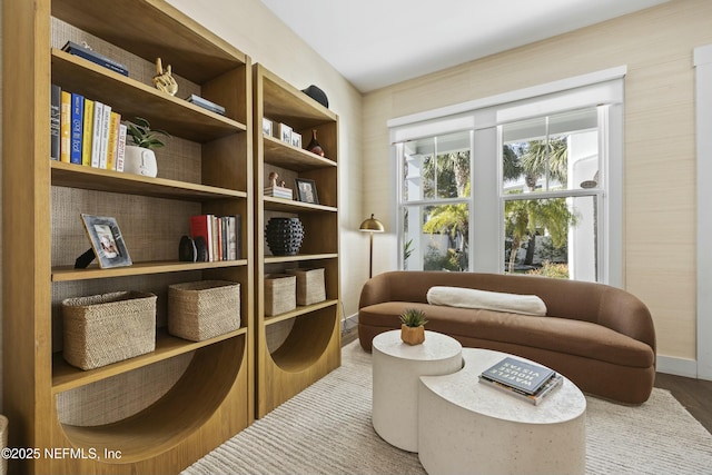 living area with wood-type flooring