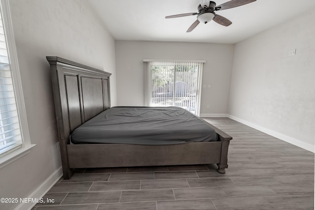 bedroom featuring ceiling fan