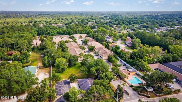 aerial view with a forest view