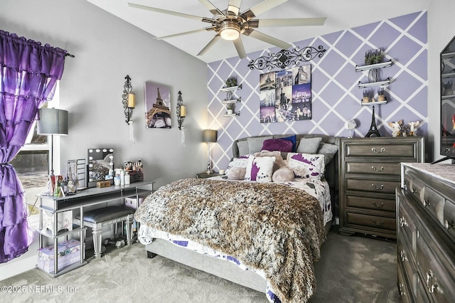 bedroom with carpet flooring and ceiling fan