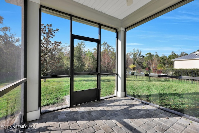 view of unfurnished sunroom