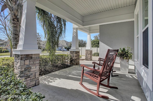 view of patio featuring covered porch