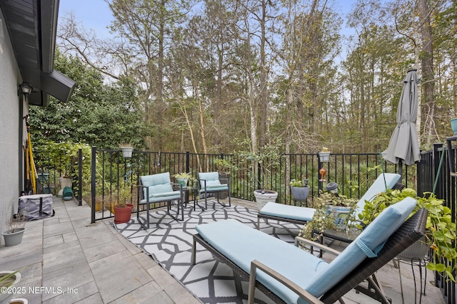 view of patio / terrace featuring an outdoor living space