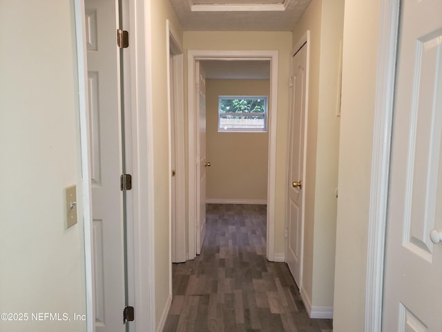 hallway featuring dark hardwood / wood-style floors