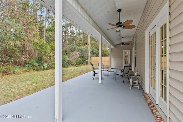 view of patio with ceiling fan