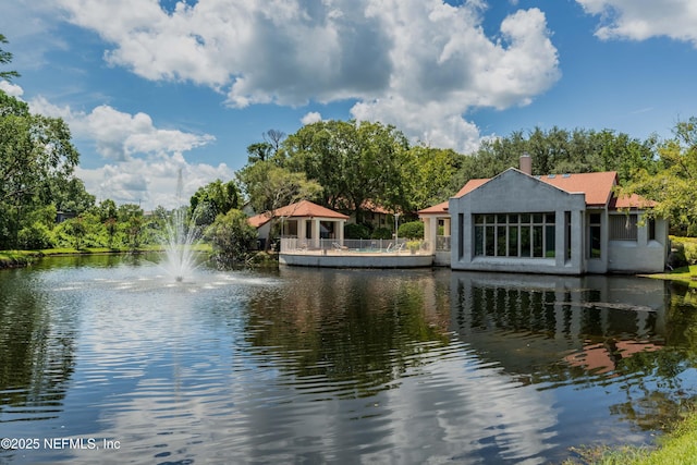 view of water feature featuring a gazebo