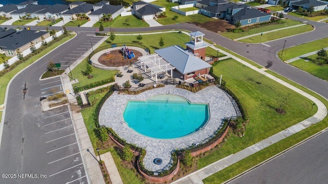 birds eye view of property featuring a residential view