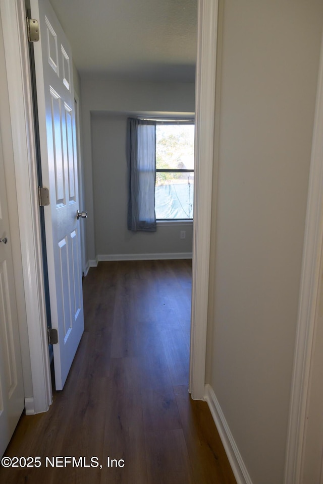 hallway featuring dark hardwood / wood-style floors