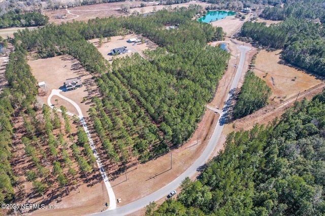 birds eye view of property with a rural view