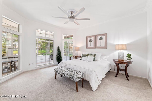 1814 Royal Fern Ln, Fleming Island, FL 32003 - bedroom featuring carpet floors, crown molding, baseboards, and ceiling fan