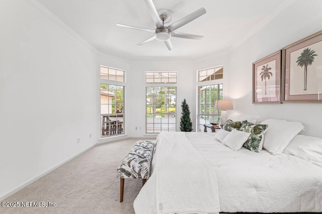 1814 Royal Fern Ln, Fleming Island, FL 32003 - carpeted bedroom featuring ornamental molding, baseboards, and ceiling fan