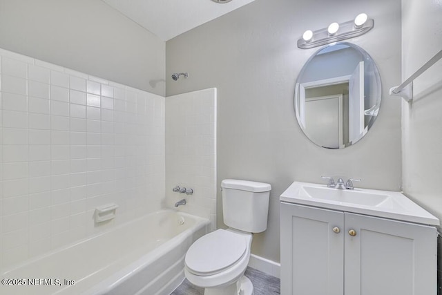 full bathroom with vanity, toilet, and shower / bathtub combination