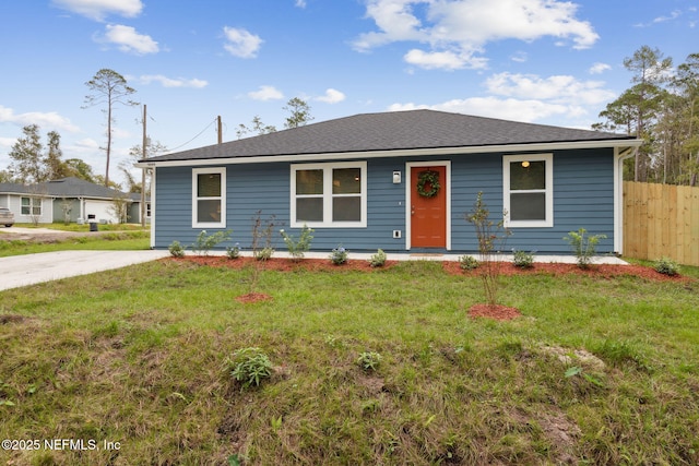 view of front of home with a front yard