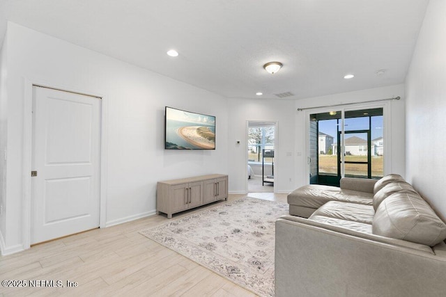 living room featuring light hardwood / wood-style flooring