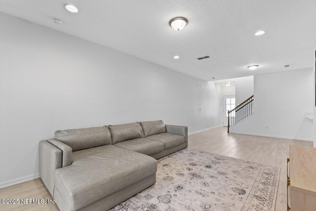 living room with light wood-type flooring