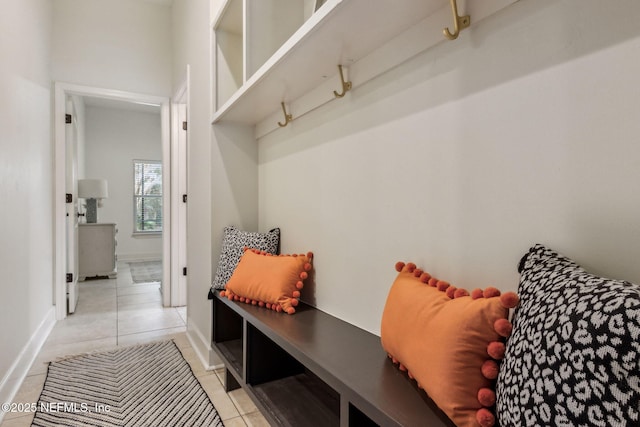 mudroom with light tile patterned floors