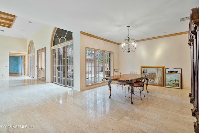 dining area with a notable chandelier