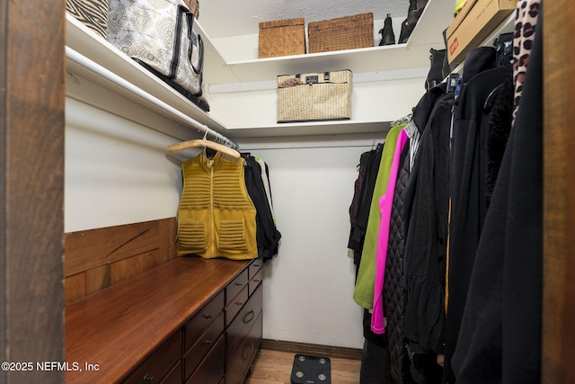 spacious closet featuring wood finished floors