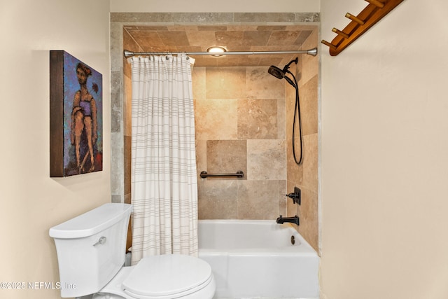 bathroom featuring shower / bath combo and toilet