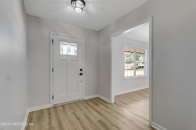 foyer entrance with light hardwood / wood-style flooring