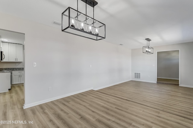 unfurnished dining area with light hardwood / wood-style floors