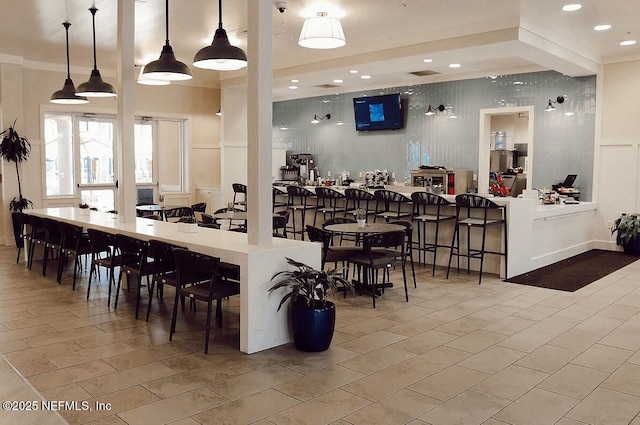 view of tiled dining space