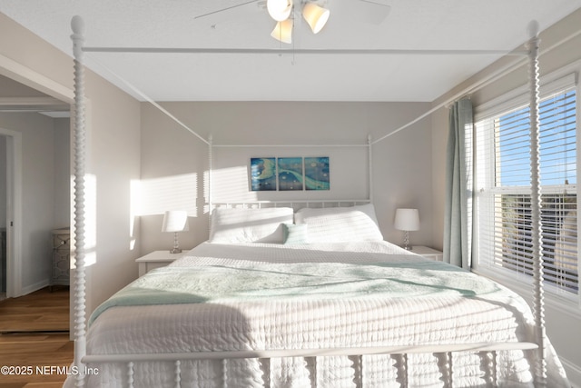 2003 Windjammer Ln, Saint Augustine, FL 32084 - bedroom featuring ceiling fan and hardwood / wood-style floors