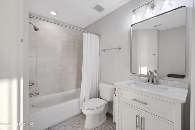 2003 Windjammer Ln, Saint Augustine, FL 32084 - full bathroom with toilet, tile patterned floors, shower / tub combo with curtain, and vanity