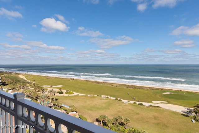 view of water feature featuring a beach view