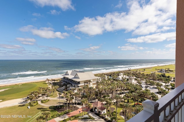 view of water feature featuring a beach view