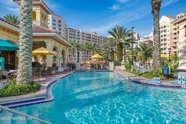 view of pool with a patio area