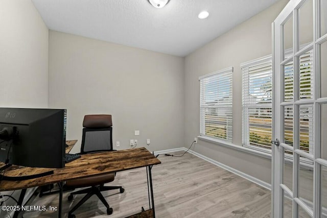 office featuring light wood-type flooring