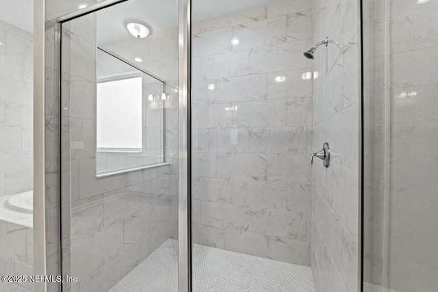 bathroom featuring plus walk in shower