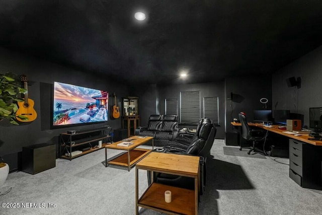 view of carpeted cinema room