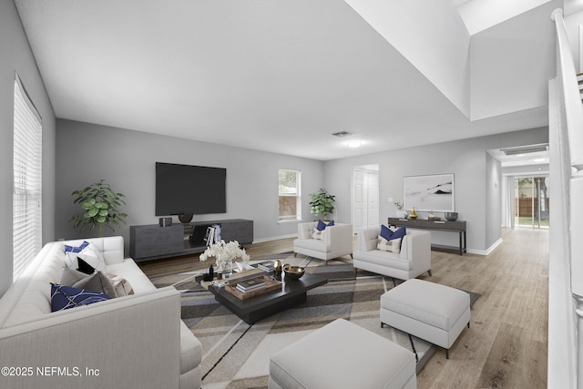 living room featuring light hardwood / wood-style flooring