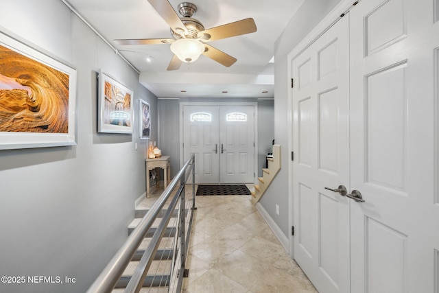 doorway featuring light tile patterned flooring